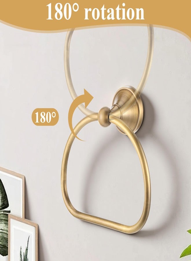 Exclaith 2 Pieces Antique Hand Towel Holder and Toilet Paper Holder Set, Brass Towel Ring, Tissue Roll Hanger, Retro Brass Hand Towels Ring, Wall Mount Bathroom Hardware - Image 5